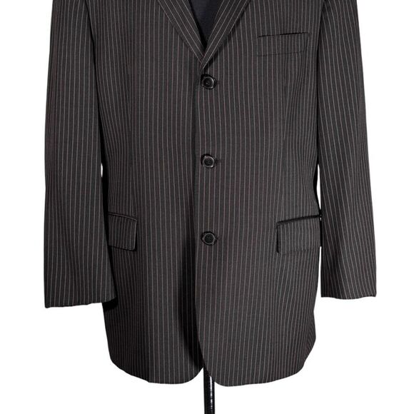 Hugo Boss Mens Suit 2 Piece Gray Pink Striped Wool Blazer Jacket 42S Pants 36x30 - Picture 8 of 16